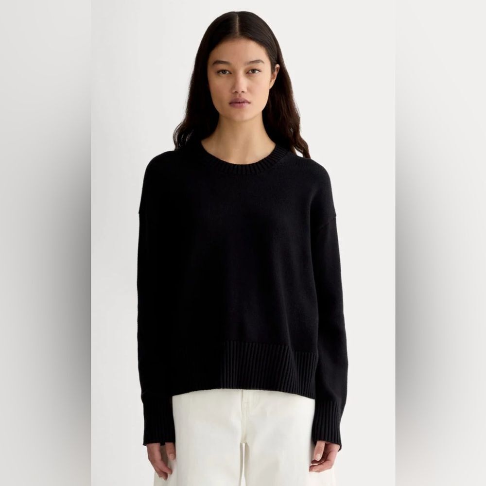 New Everlane The Organic Cotton Crew Sweater in Black Size S